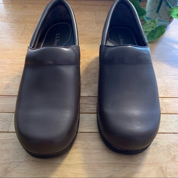 L.L. Bean Leather Slip On Brown Clogs Shoes 8.5 - Picture 4 of 8
